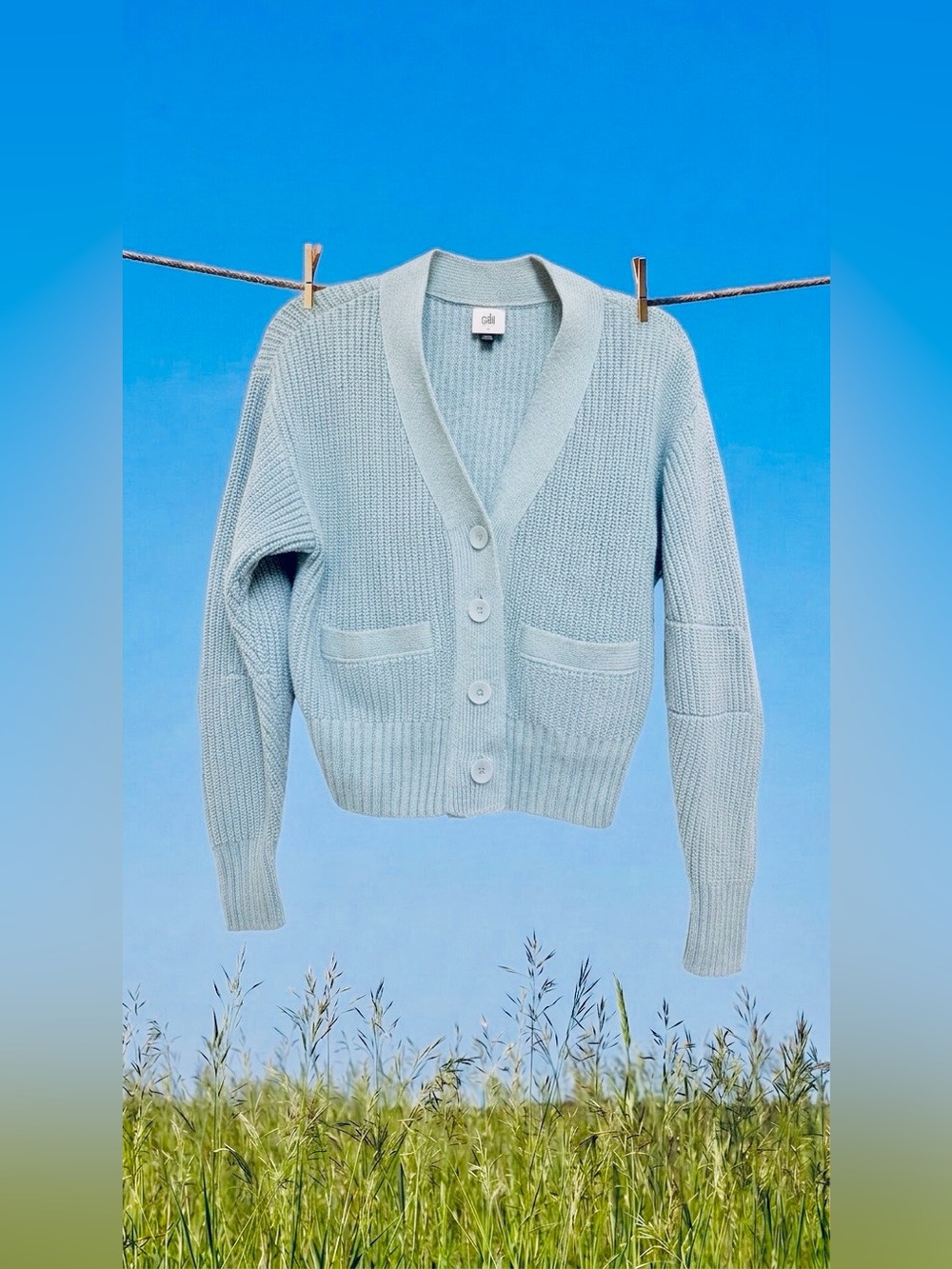 CAbi Light Blue Ribbed V-Neck Button Cardigan worn once it’s so beautiful